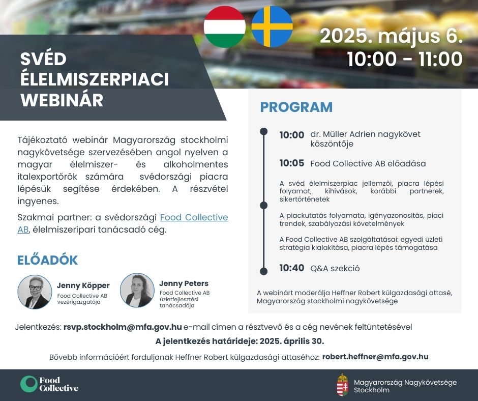 Svéd élelmiszerpiaci webinár 2025. május 6.